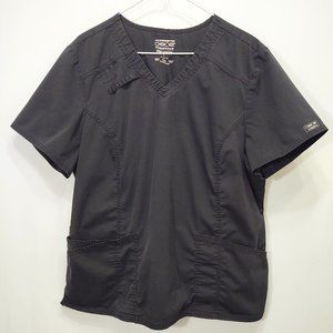 3/$30 Cherokee Workwear Stretch Black Scrub Top XL